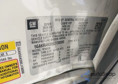 2014 Buick Enclave Convenience из США, поврежденный, VIN 5GAKRAKD0EJ138886